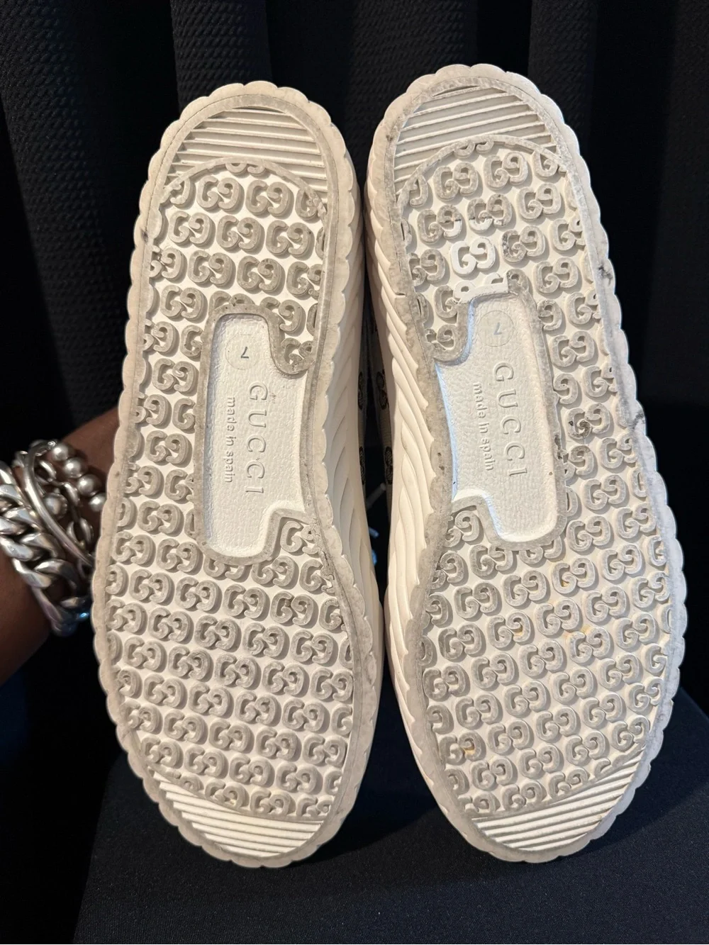 Gucci Women's Beige GG Canvas Wave-Sole Sneakers - Beige/White